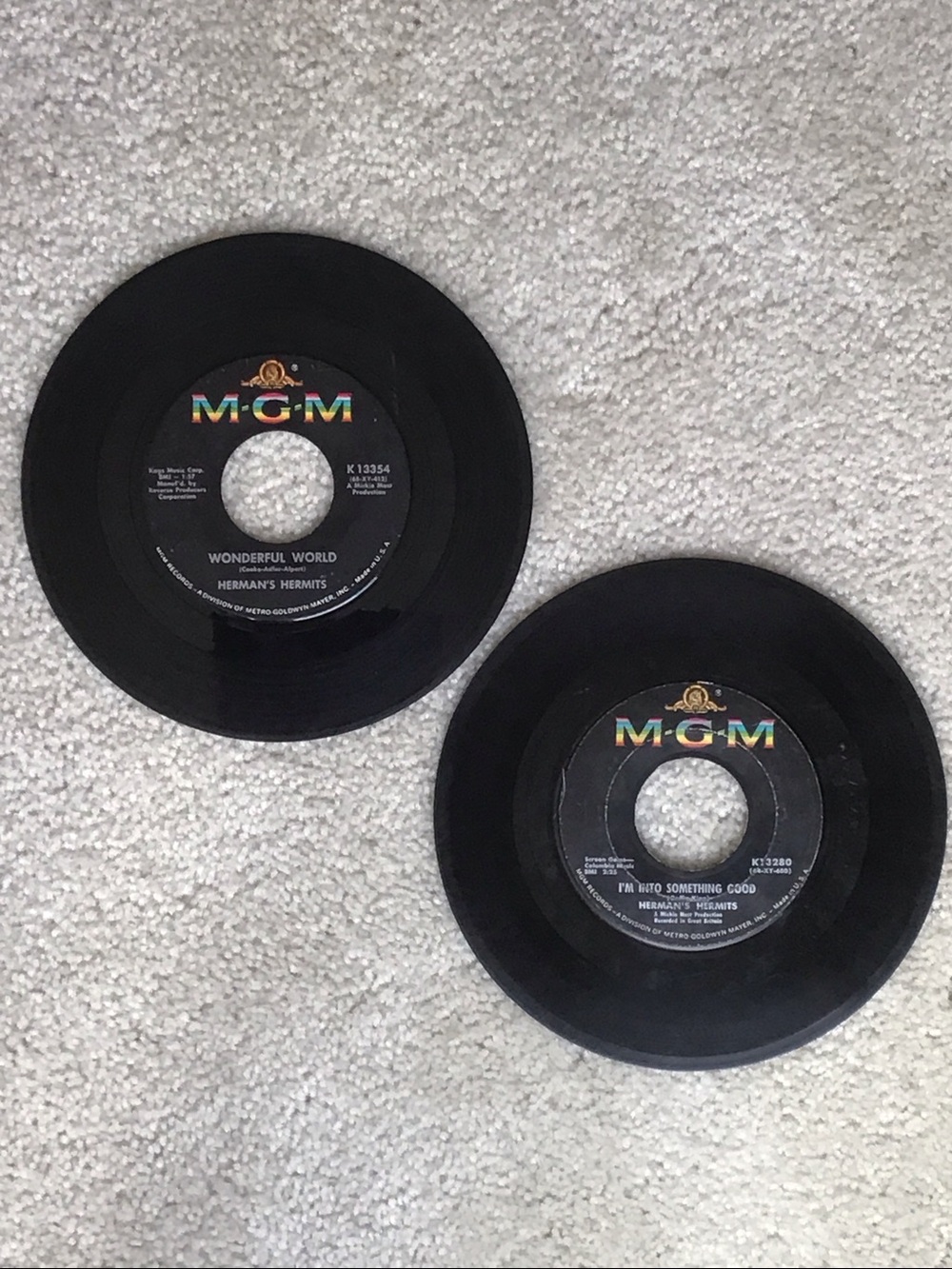 Vintage Herman’s Hermits 7” Vinyl Records, MGM Records, Set of 2